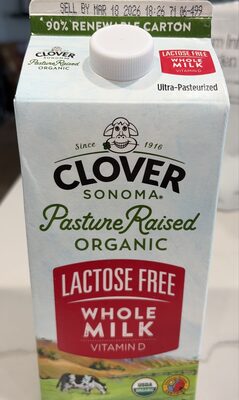 Lactose free whole milk