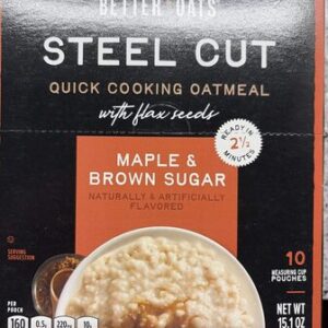 Steel Cut Quick Cooking Oatmeal with Flax Seeds Maple & Brown Sugar